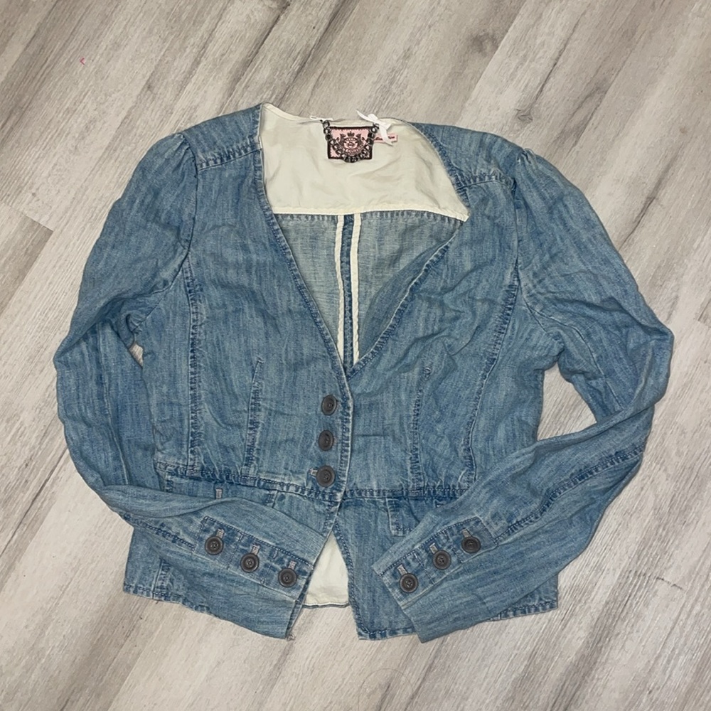 Juicy couture small button up denim top